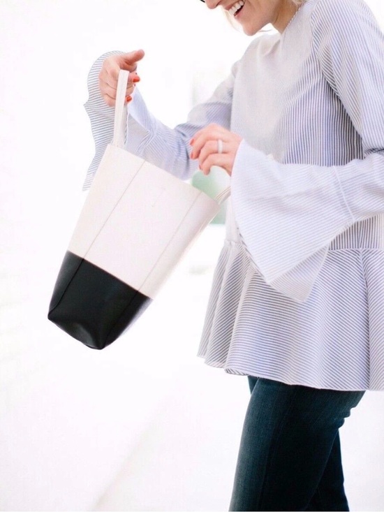 Theory Tops - Theory Petite Grey White Pinstripe Bell Sleeve Peplum Blouse P XS Cotton Top